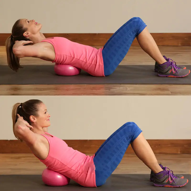 pink spherical explosion proof foam roller made of durable material for pilates, yoga, and core fitness exercises