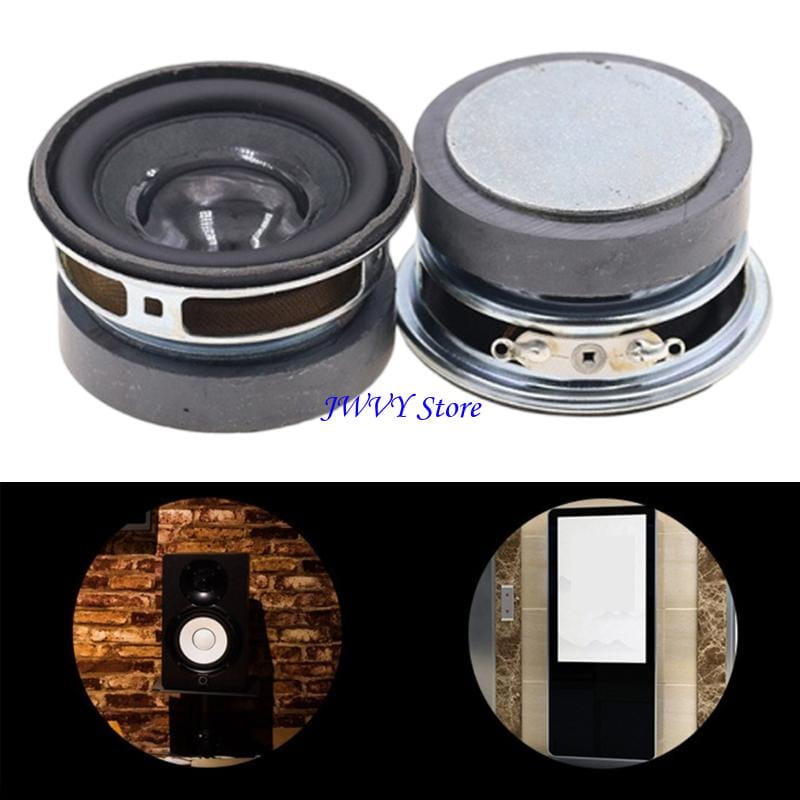 Altavoces mini de 45 mm, 3 W, 4 ohm, en negro y plata, con diseño circular, cono negro y marco metálico, para uso doméstico en bricolaje de audio.