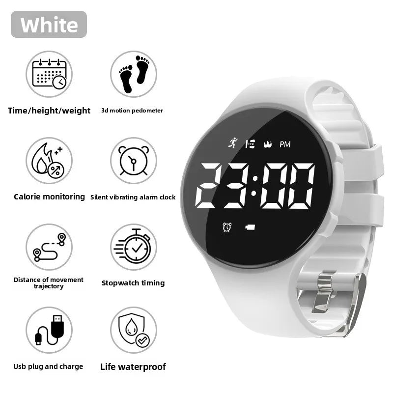 Boys Student Sports Watch, Vibration Silent Alarm, Waterproof Swimming, Pedometer, No APP, Electronic Wristband for Kids Teenage