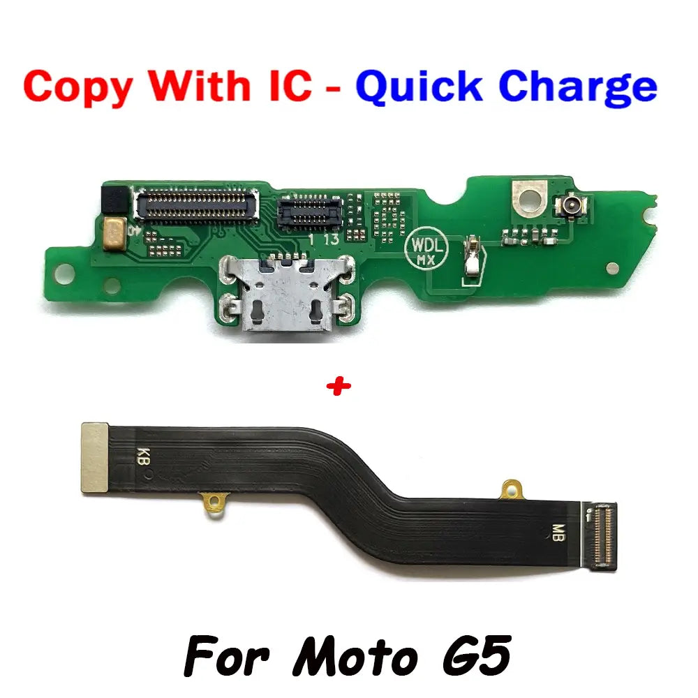 green circuit board usb charging board with silver usb port and black flexible cable for quick charge replacement in moto g series charging dock