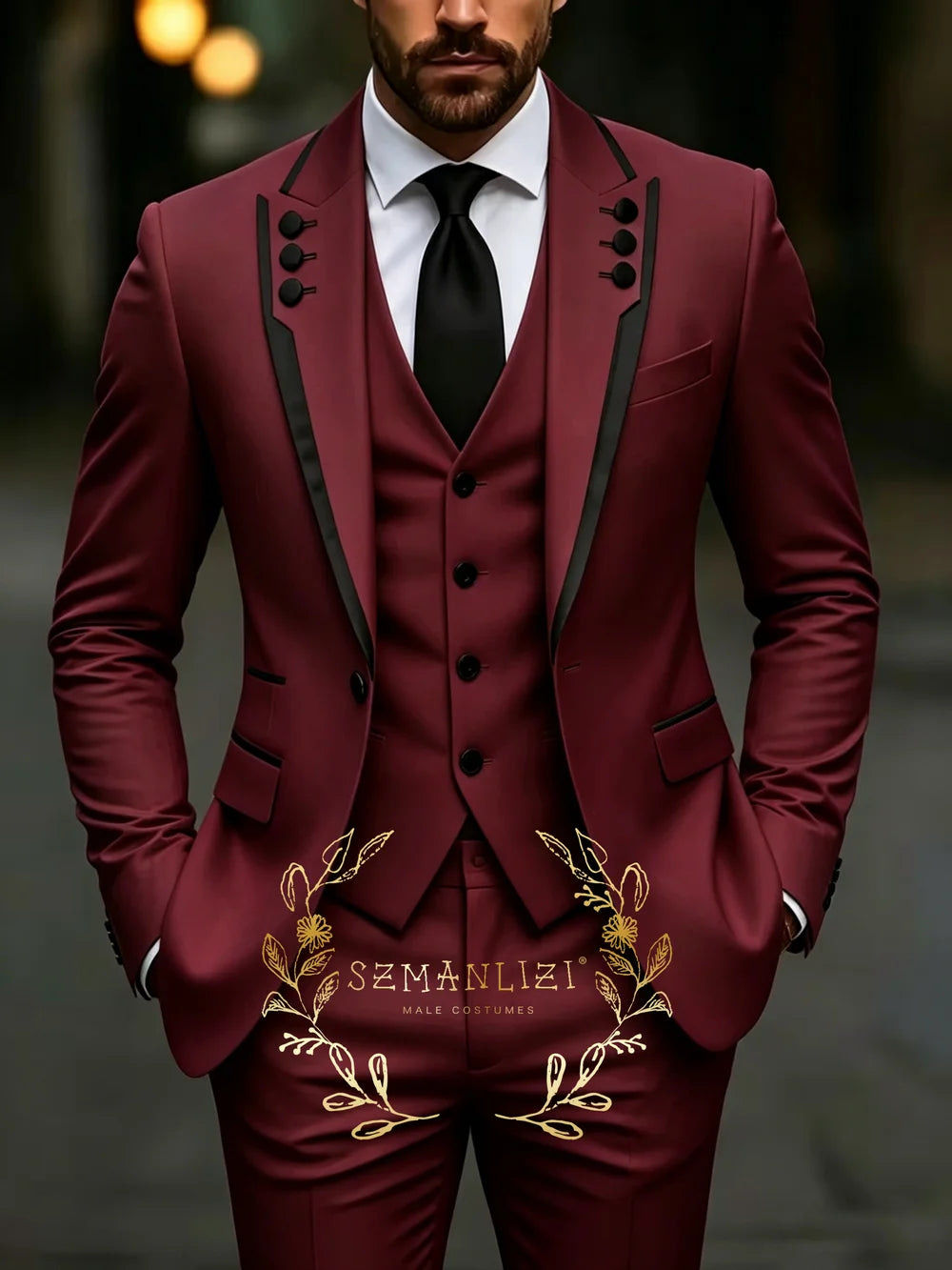 Classic Brown Business Suits For Men Slim Fit 3 Pieces Groomsmen Suit Male Party Formal Wedding Tuxedos Jacket+Vest+Pants