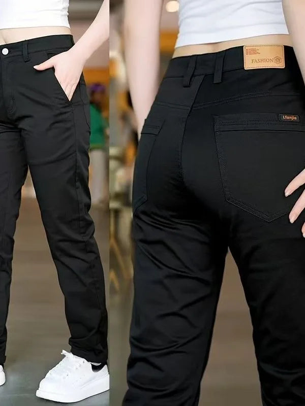 Men's Cotton Casual Pants Straight Leg Fashionable All-Match Long Trousers Durable Clean-Keeping Pure Cotton Slim Fit Workwear