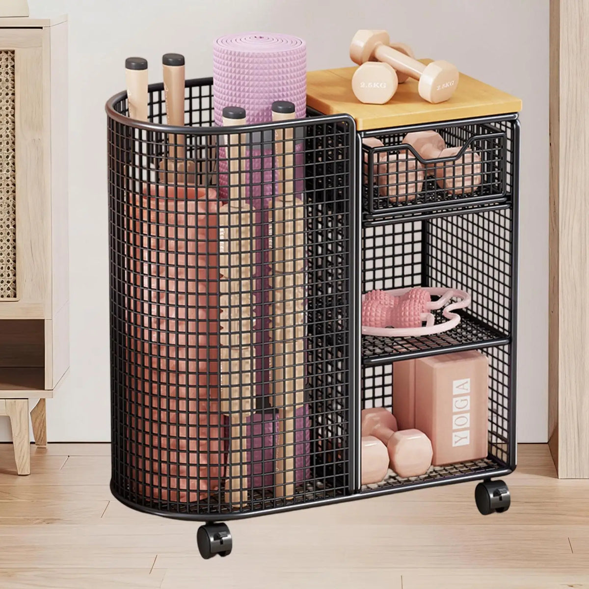 Sports Equipment Organizer Rack Space Saving Storage Rack for Yoga Blocks Home Gym Use