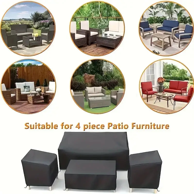 black waterproof outdoor furniture covers 4-piece set protecting patio furniture from weather damage