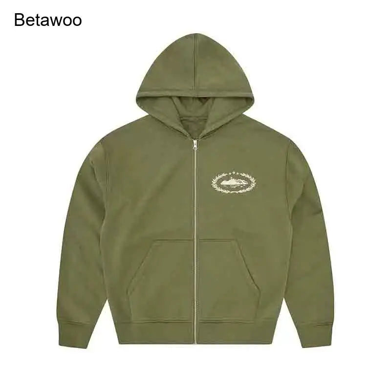 Men's Casual Zip Up Hoodie Solid Color Fleece Jacket with Pockets Full Zip Sweatshirt Outerwear