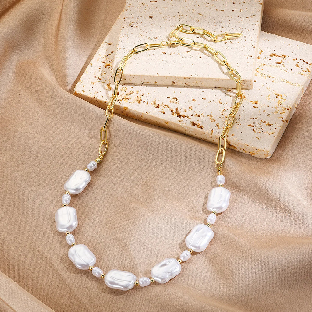 Baroque Pearl Women'S Necklace Bohemian Vintage Shell Pendant Fashion Jewelry Bead Chain Luxury Accessories