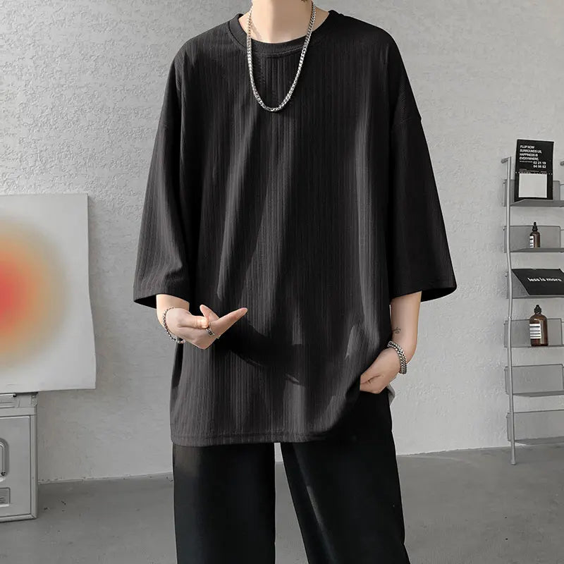 men t shirts Summer Men's White Cool T-shirts Women Oversized 5XL Korean Style Loose Striped T-shirt Casual T-Shirt Male