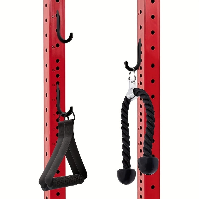 black textured grip cable attachments made of durable material for squat rack barbell storage holder attachments designed for home gym equipment use