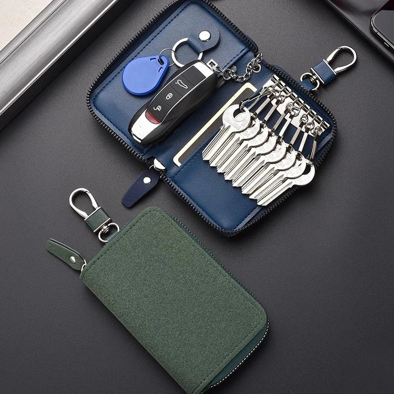 New Leather Keychain Men Women Key Holder Organizer Pouch Large Capacity Car Key Wallet Housekeeper Key Case Mini Card Bag