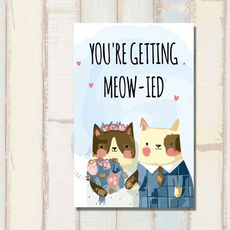 1PC Funny Wedding Anniversary Card Cute Cat Couple Greeting Card for Wife And Husband
