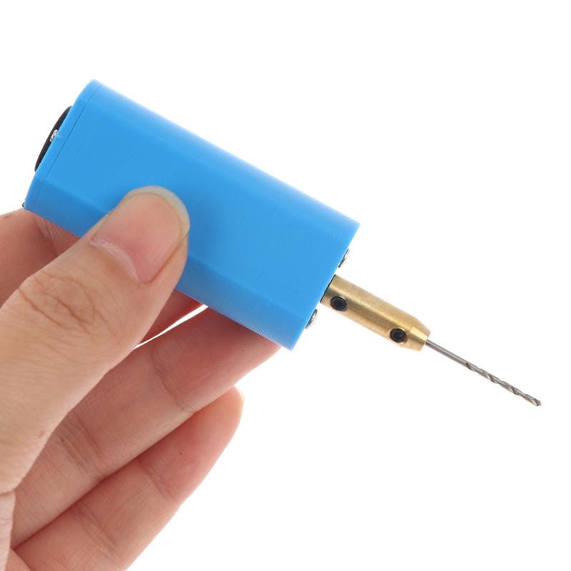 blue handheld usb mini electric drill with brass-colored chuck and metal bit main unit 1 usb cable 1 designed for resin jewelry crafting