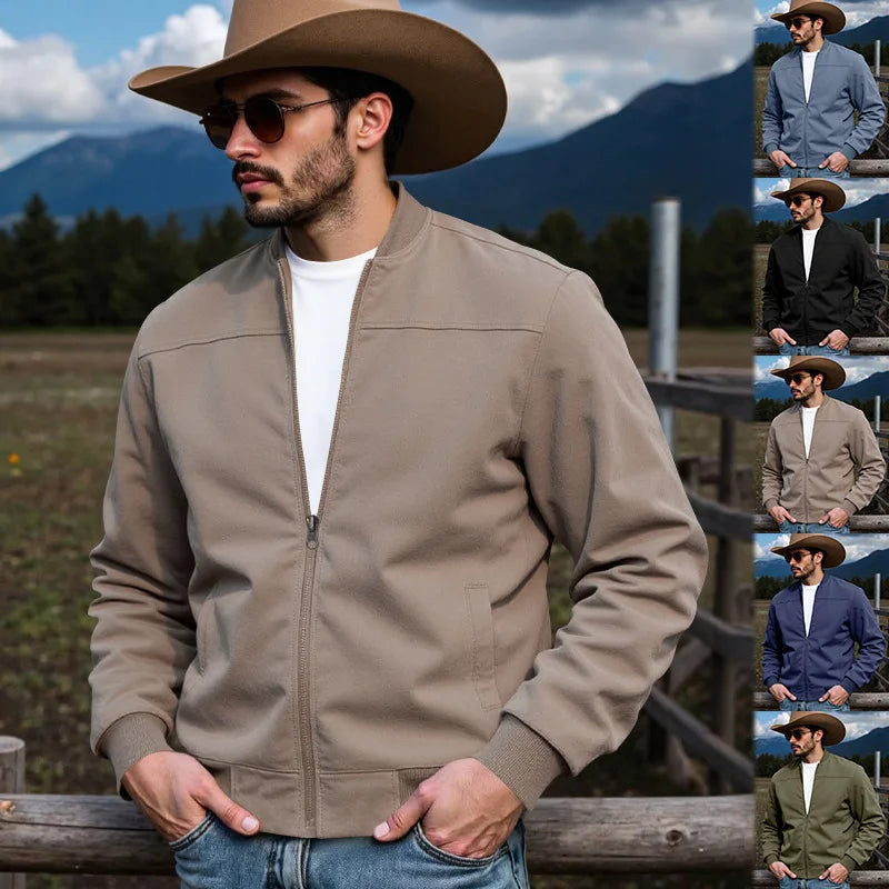 Men's Fashionable Coat - Spring/Autumn. Men's Jacket. Slim Fit. Retro Style. Casual Zip-Up Coat with Long Sleeves.