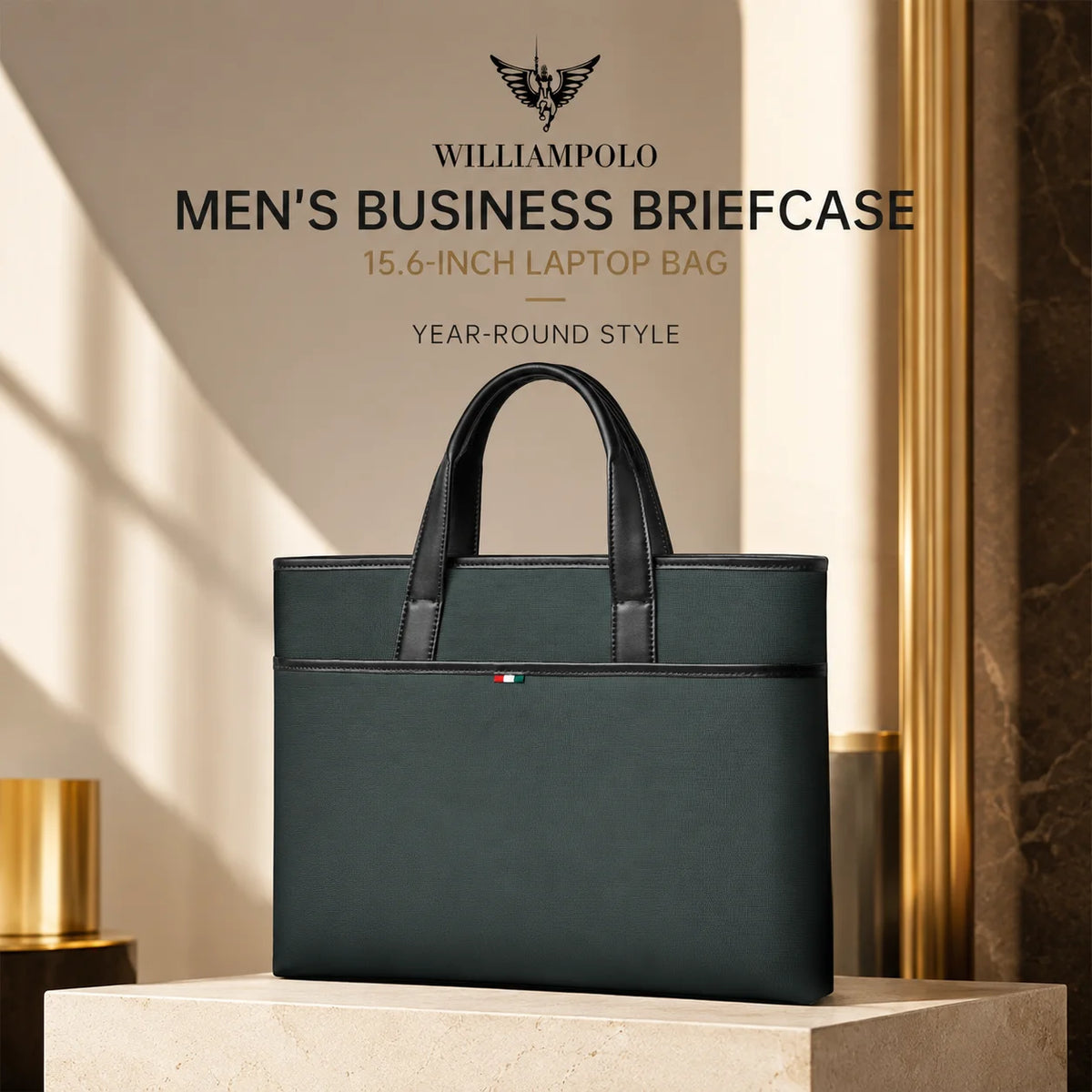 Men's Business Briefcase Wear-Resistant Laptop Notebook Computer Bag Document Handbag for Office Commuting Travel