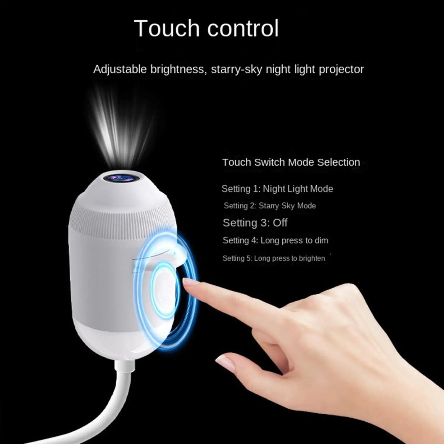 Weiße zylindrische Touch-Control-Galaxy-Projektor-Nachtlampe mit einstellbarer Helligkeit und Modus für Sternenhimmel-Projektion, mit 24 Folien für ein eindrucksvolles Galaxy-Projektor-Nacht-Erlebnis