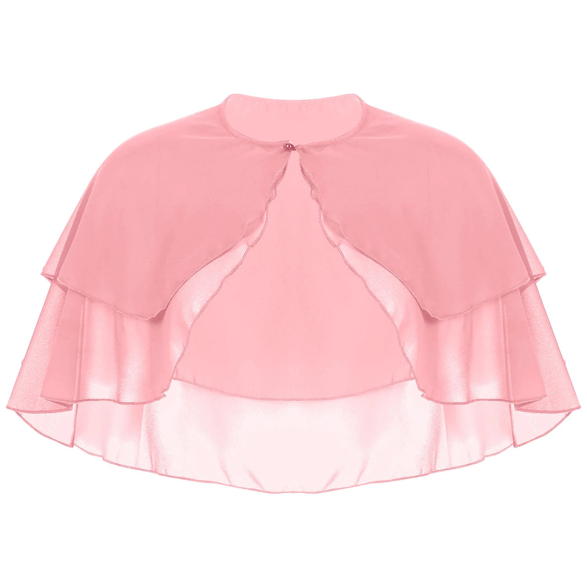 Women Elegant Solid Color Chiffon Shawl Ruffle 2-Layer Chiffon Wraps Bolero Wedding Birthday Evening Party Dress Cape Outerwear