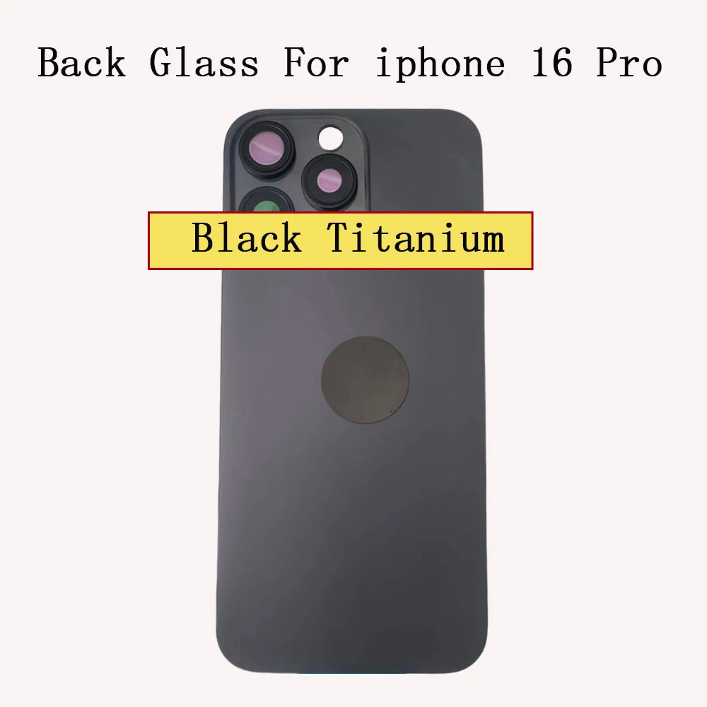 1 Pc Back Glass Cover For iPhone 16 Pro 16 Pro Max Replacement With Camera Lens Bracket & Magnets, Repair Rear Housing Panel