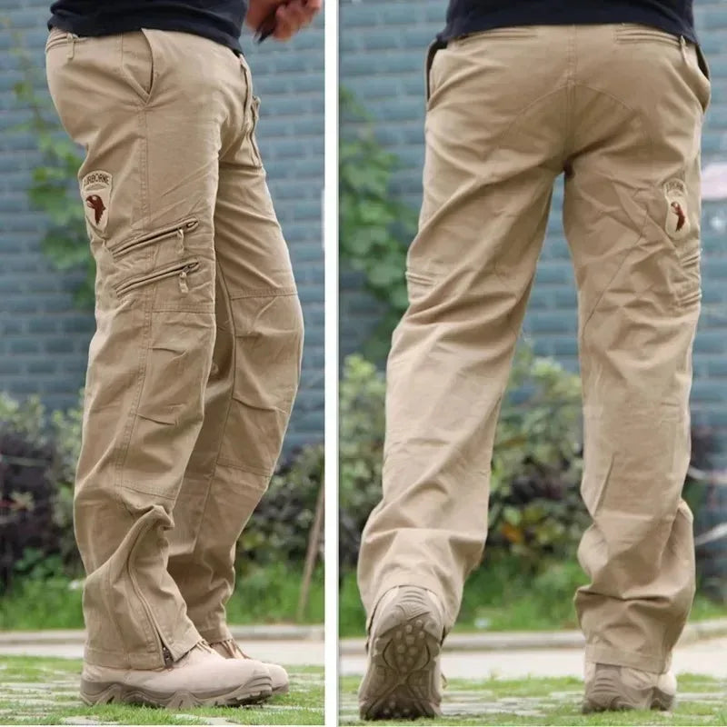 Men's Cargo Pants Outdoors Style Tactical Pants Male Camo Jogger Plus Size Cotton Many Pocket Men Camouflage Black Trousers