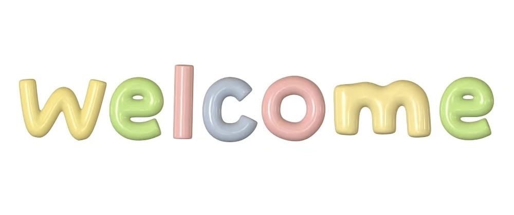 Pastel-colored 3d lettering with soft rounded edges and a matte finish spelling welcome complements the futuristic retro doll outfit for 30cm 1/6 models.