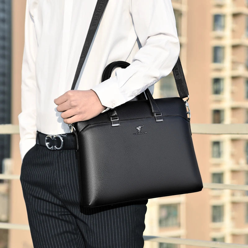 Brand Briefcases for Men Leather Executive Business Office 15.6 Inch Laptop Portfolio Large Bag Documents Men's Handbag Tote Bag