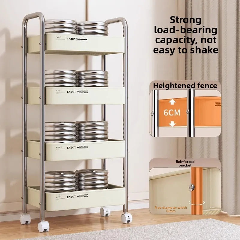Multifunctional Rolling Cart Storage Organizer for Living Room Baby Bathroom Snacks Books Mobile Shelf