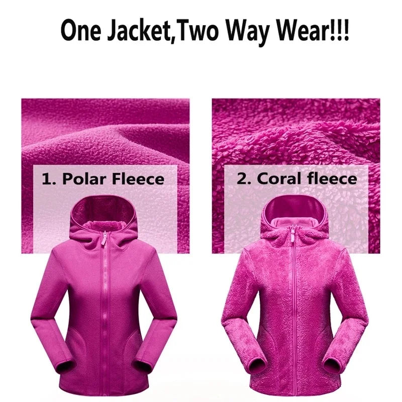 Women Pullover Sweatshirts Winter Unisex Reversible Hoodie  Warm Polar/Coral Fleece Hooded Jacket Ladies Flannel Coat Hoody