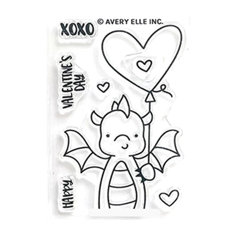 Valentine's Day New 2025 Clear Stamps for Paper Making Dragon Love Cutting Dies Set Scrapbooking Embossing Frame Card