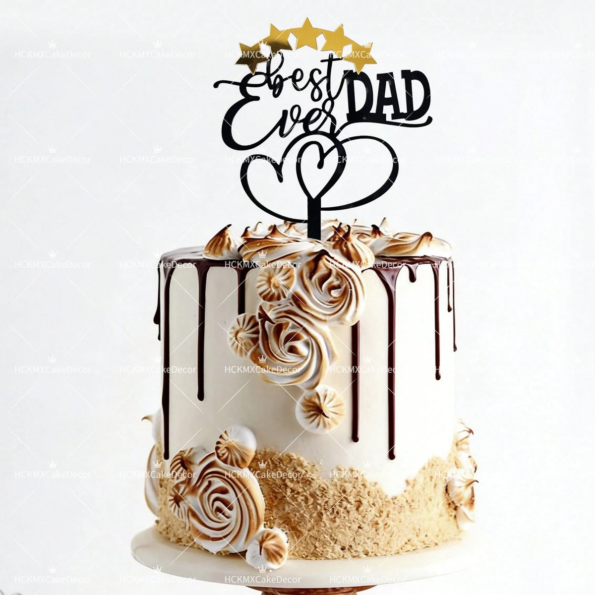 3pcs Happy Fathers Day Acrylic Cake Topper Set Best Dad Ever Cake Decor for Fathers Day Birthday Party Supplies