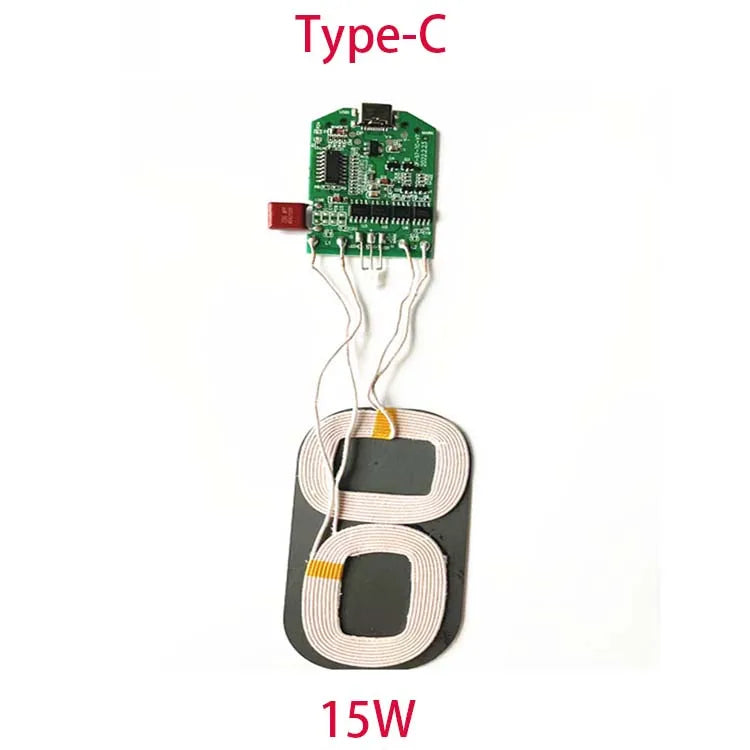 Transmitter Module Coil Circuit Board 15W Type-C Interface Fast Charging Wireless Charger PCBA DIY Phone Standard Accessories