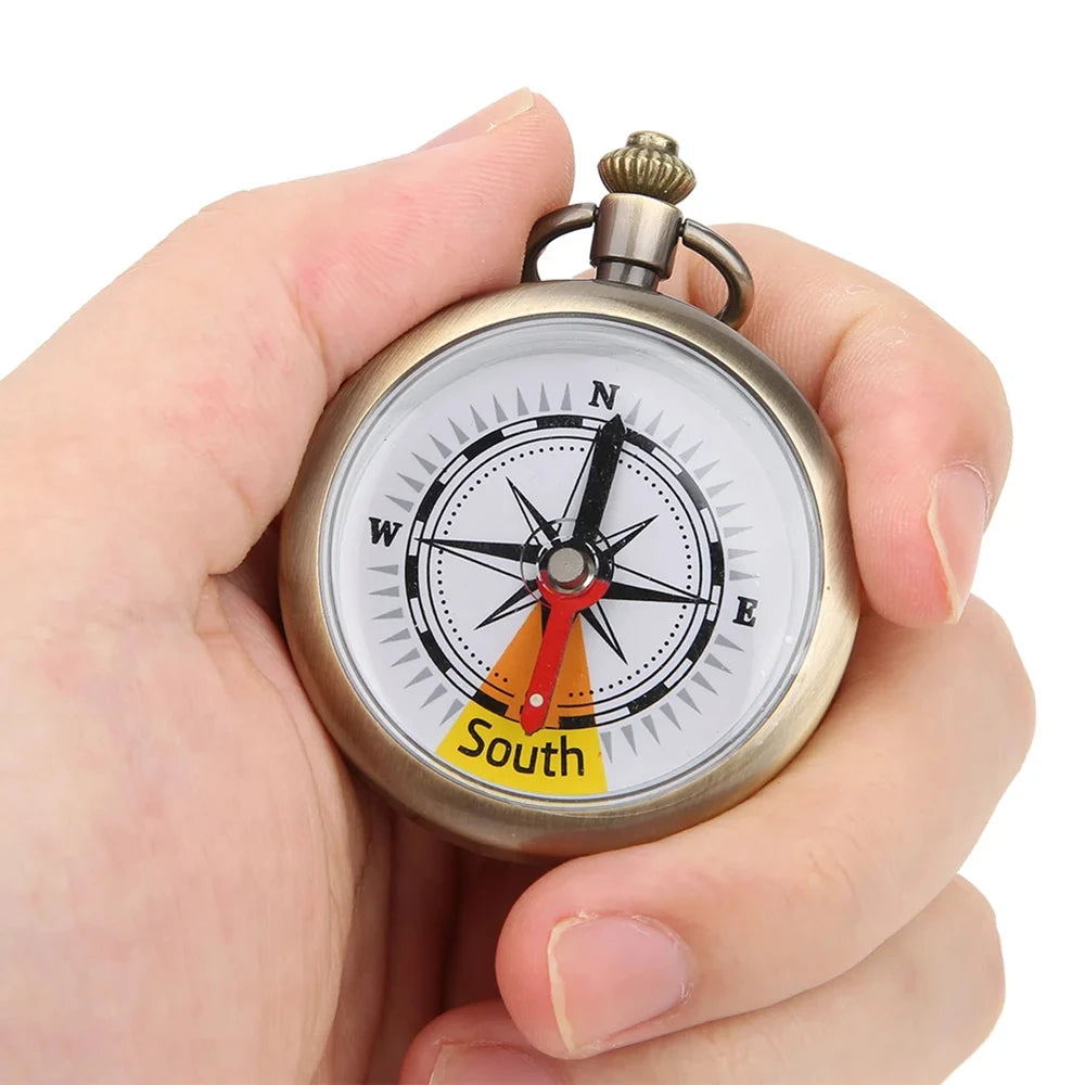 Outdoor Compass Camping Hiking Portable Pocket Brass Gold Color Zinc Alloy Material Compass for Travel