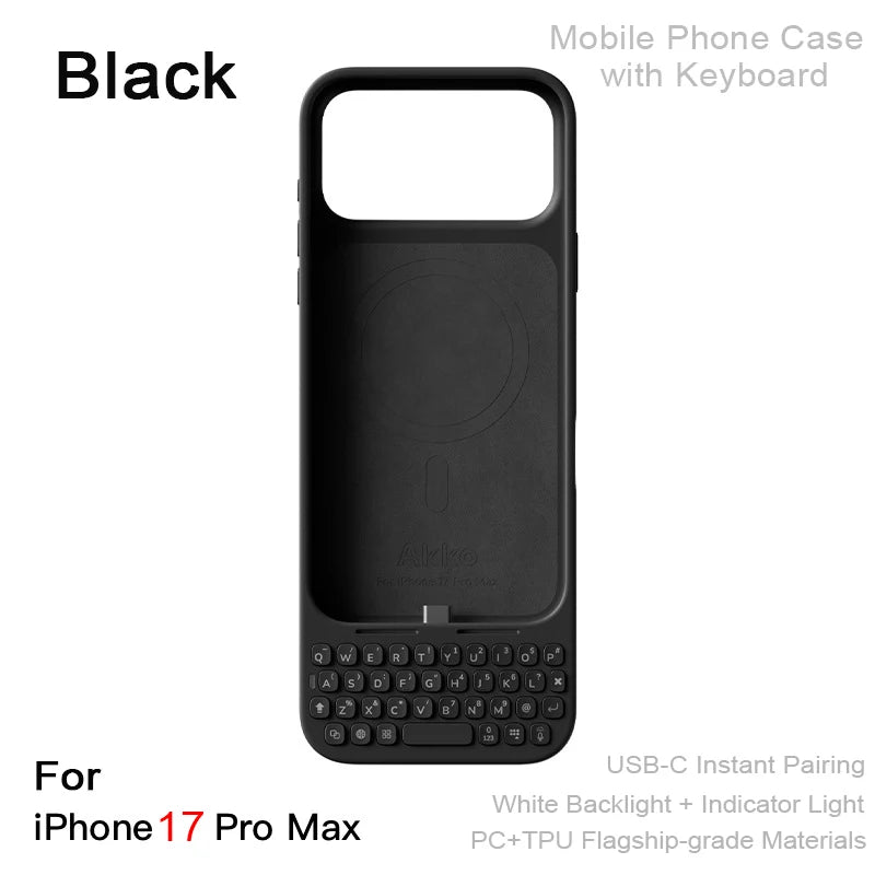 Mobile Phone Case with Keyboard Magnetic Suction All-in-One Phone Case Wired External Keyboard For iPhone 16 Pro Max 17 Pro Max