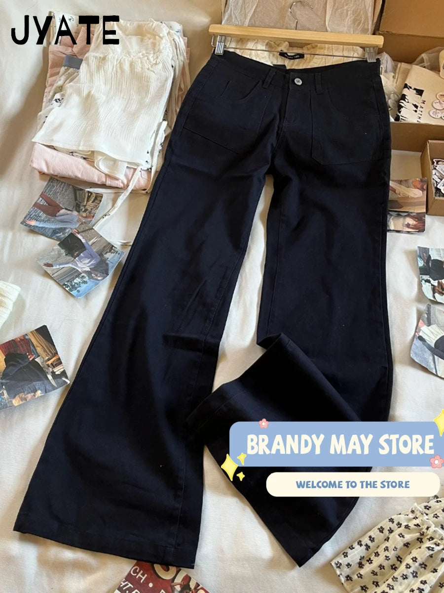 Simple Basic White Jeans Women Summer Back Pockets Cotton Straight Denim Long Pants Female Casual Vintage All-match Trousers Y2K