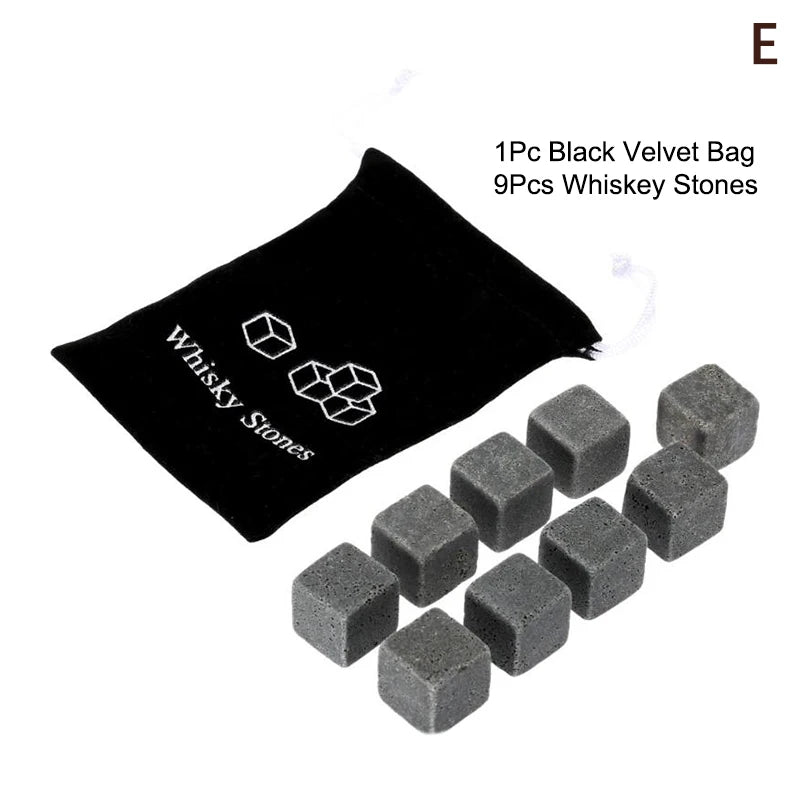 Father'S Day Gift Whiskey Stones Set 8 Pcs Granite Ice Cubes+ 2 Pcs Cups For Whisky In Wooden Bottle Box Present For Dad〔CC11〕