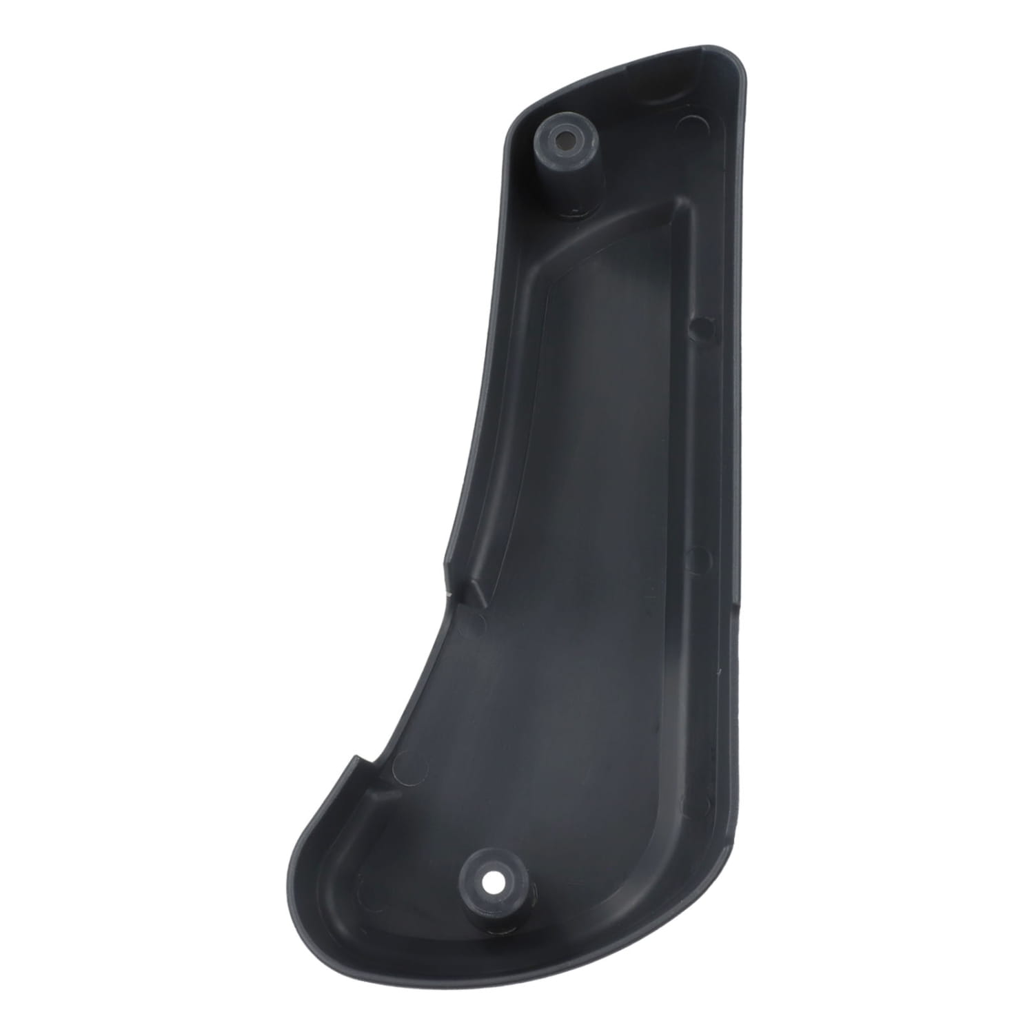 Black plastic Fiat Ducato driver seat panel door handle cover with molded contours and mounting holes.