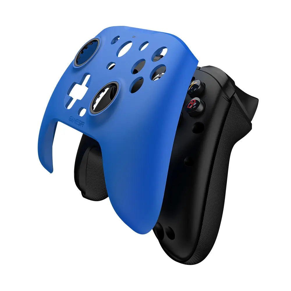 Blue silicone protective cover for a black Xbox controller featured in the Gamesir G7 magnetic faceplate and accessories kit.