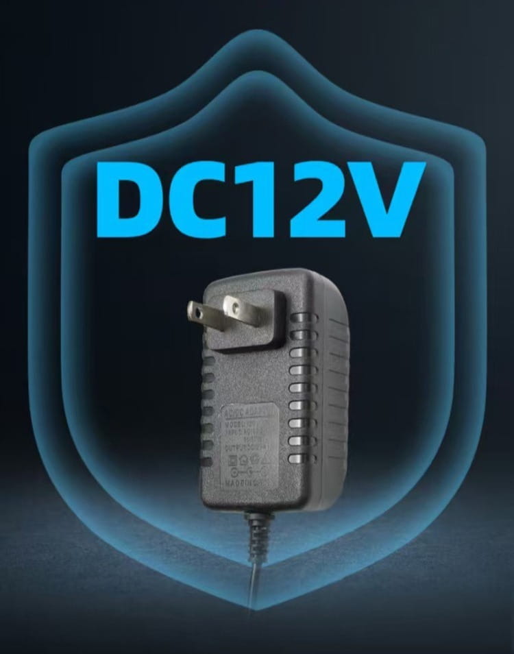 Adaptador de corriente DC12V de plástico gris con rejillas laterales con textura y un enchufe estándar de dos clavijas para luz LED de tanque de peces de aleación de aluminio, espectro completo DC12V.