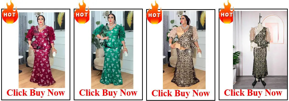 Elegant women’s purple satin two piece set with wide leg pants and floor-length dresses in vibrant floral and patterned prints featuring ruffled sleeves and fitted silhouettes.