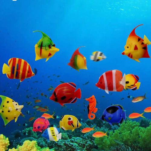 .10Pcs Aquarium Fish Tank Artificial Fake Floating Fish Pet Decor Ornaments.