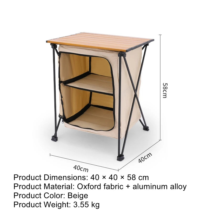 Outdoor Camping Folding Storage Cabinet – Portable, Multifunctional Aluminium Alloy Dual-Purpose Table and Cabinet for Camping