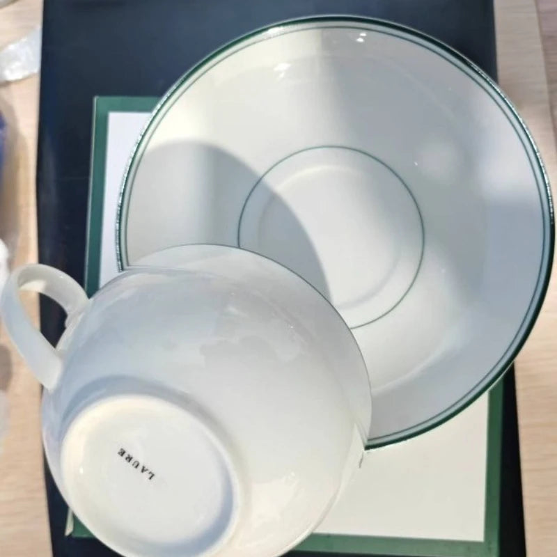 Medieval Green Cafe Ceramic Vintage Afternoon Tea Coffee Cup Dim Sum Plate Tableware 2 Pieces Set Dinner Set عربي