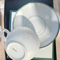 Medieval Green Cafe Ceramic Vintage Afternoon Tea Coffee Cup Dim Sum Plate Tableware 2 Pieces Set Dinner Set عربي