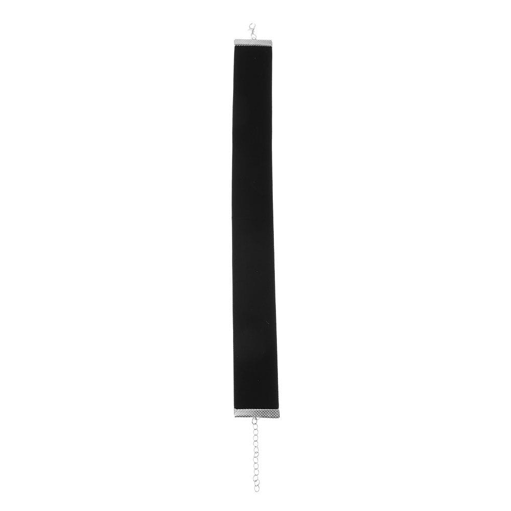 Collier ras du cou en velours noir avec fermoir en métal à ton argenté et chaîne, bijoux gothiques vintage.