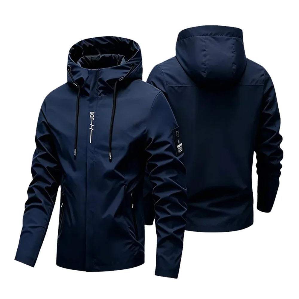 Men's Hooded Jacket, All-Season Windproof Jacket Suitable for Outdoor, Motorcycle, Travel, Leisure - Fashionable Sports Jacket