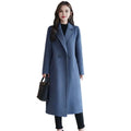Women Wool Coat Women's Wool Peacoat Mid-long Overcoat Casual Notch Lapel Trench Coat Thick Single-breasted Fall Winter