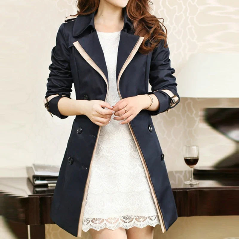 Trench Coat for Women 2025 Autumn Casual Double Breasted Female Long Trench Coats Plus Size Casaco Feminino Ladies Windbreaker
