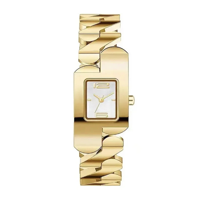Fashion Leisure Business Watches for women Quartz Women Watch Simple Elegant Square Dial Gold Stainless Steel Strap Waterproof