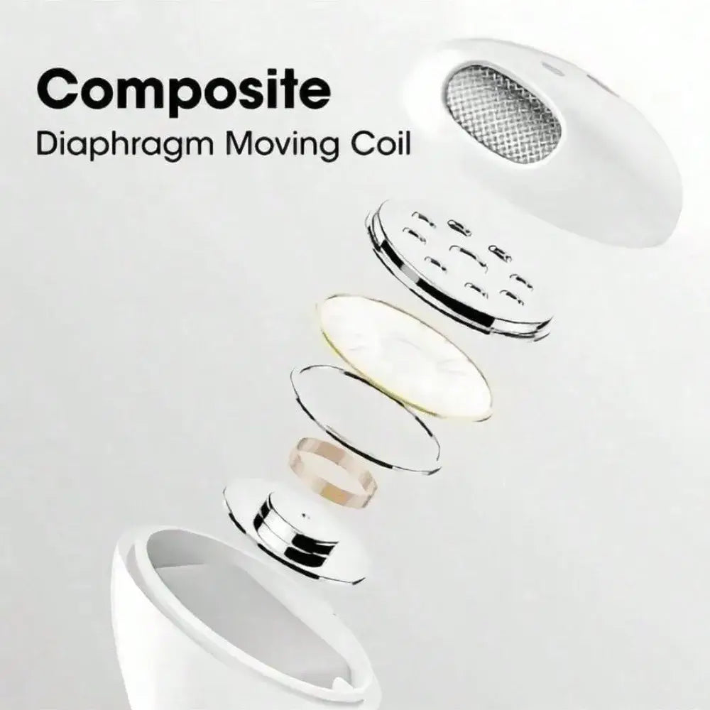 Composant de haut-parleur à double diaphragme composite en matériau blanc, bobine mobile à déplacement, avec couches métalliques et translucides, pour écouteurs sans fil Bluetooth dotés de la suppression active du bruit