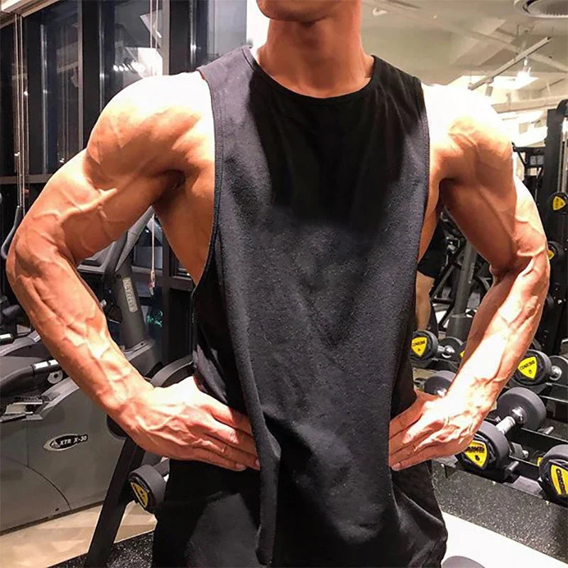 Men Bodybuilding Tank Tops Workout Fitness Cotton Sleeveless shirt Running Clothes Gym Stringer Singlet Male Summer Casual Vest