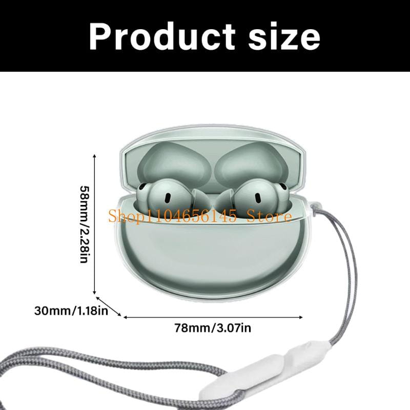 銀色の Huawei FreeBuds Pro イヤホンが、洗練された金属調の充電ケースに収まっている様子を、同色のグレーのファブリックストラップとともに、OnePlus Buds 4 用の透明 TPU 保護ケースの横に示した商品。