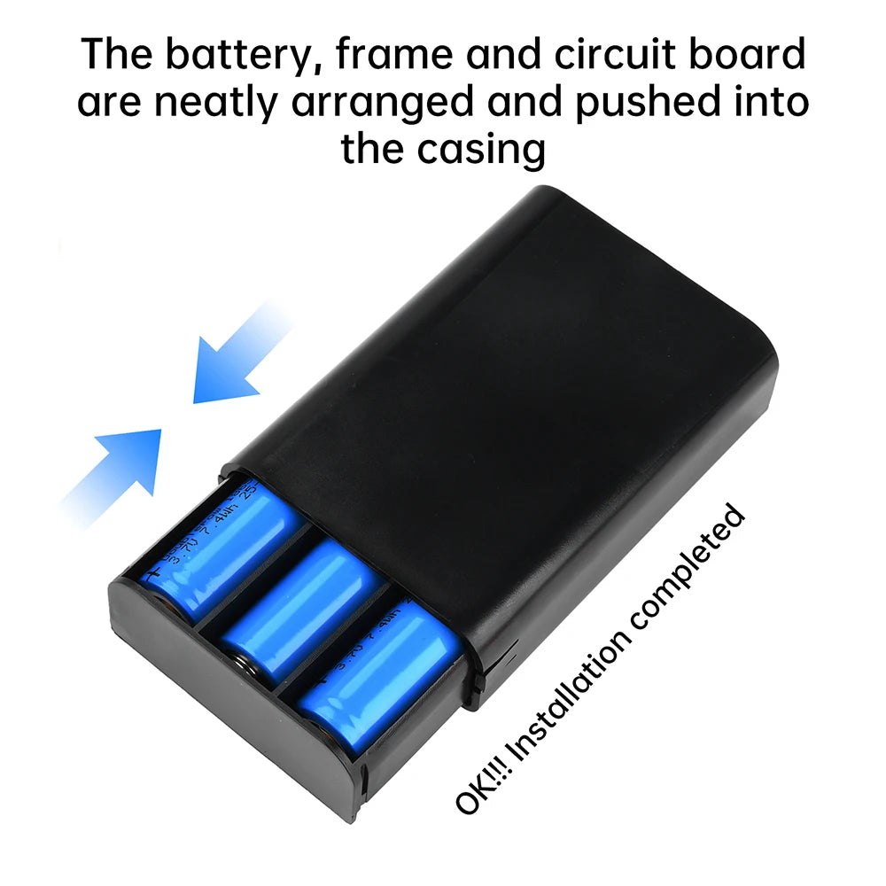 3 18650 Mobile Power Bank Shell DC 5V 12V Dual Output Series Mobile Power Bank Battery Box Solder-Free DIY Kit With Switch