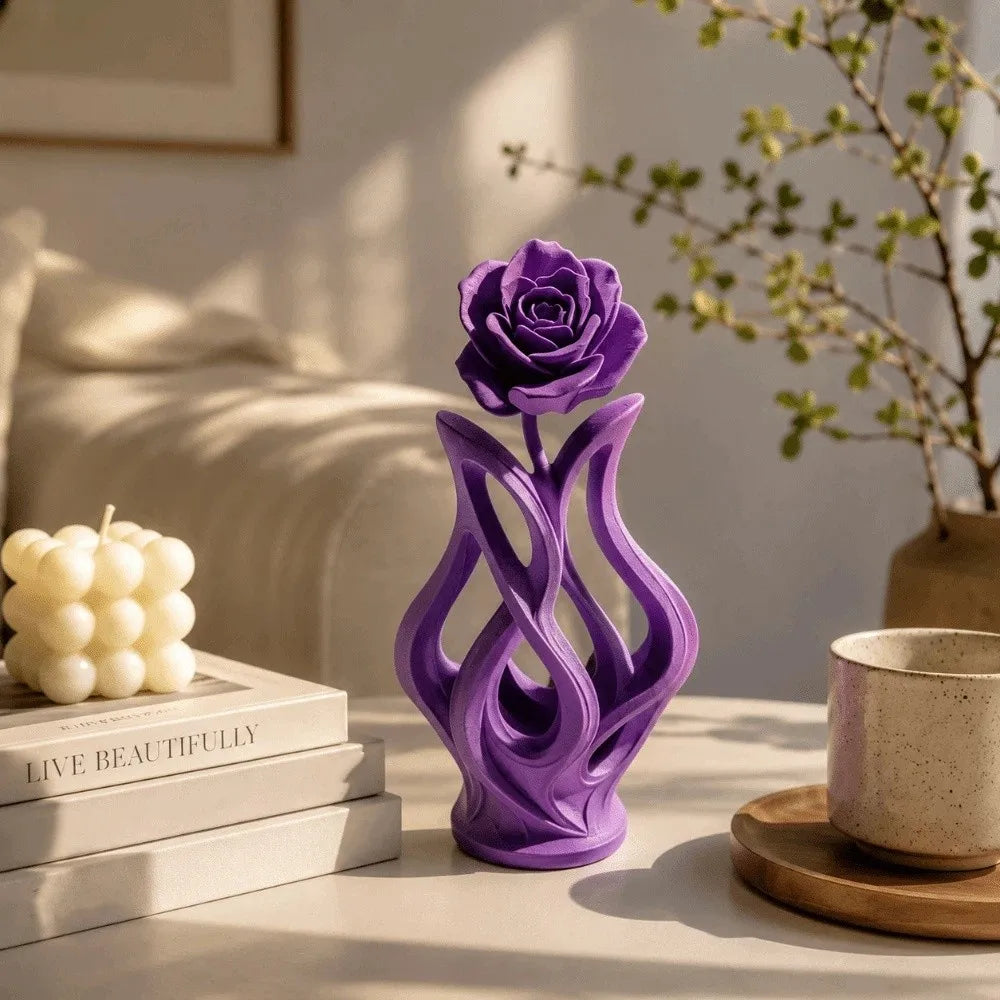 Elegant Hollow Design Rose Sculpture Modern Style Scandinavian Style Abstract Art Ornament Figurine Art Ornament Home Decor